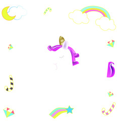 Unicorns on pastel backgrounds