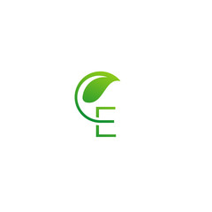 Letter E Nature Logo With Leaf Symbol