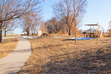 A picnic area at Barr Lake State Park, Colorado