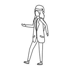 young woman with christmas hat character
