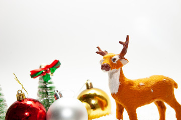 Christmas holiday theme with reindeer and Christmas trees