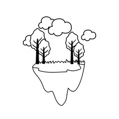 tree plants with landscape on white background