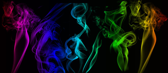 abstract colorful smoke on black background