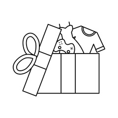 gift box present with clothes and video game control