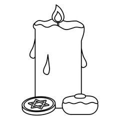 happy hanukkah celebration coin with star and candle