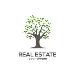 tree leaf real estate home building logo