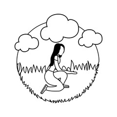 young woman on the grass