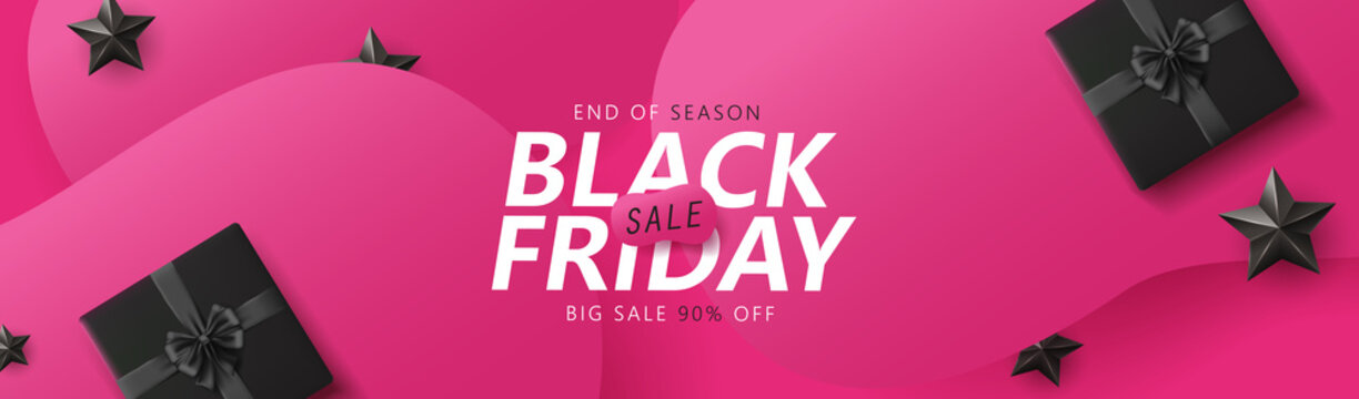 Black Friday Sale Banner Layout Design Template Graphic Abstract Pink Background. Vector Illustration