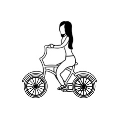 Naklejka na ściany i meble young woman in bicycle on white background