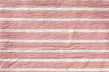 White stripe line on red cotton weave fabric texture