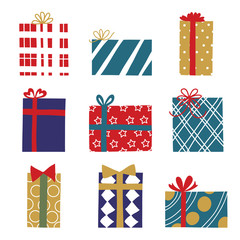 Christmas and happy new year icon set