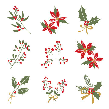 Christmas and happy new year icon set