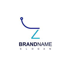 Letter Z Technology Logo With Circuit Symbol