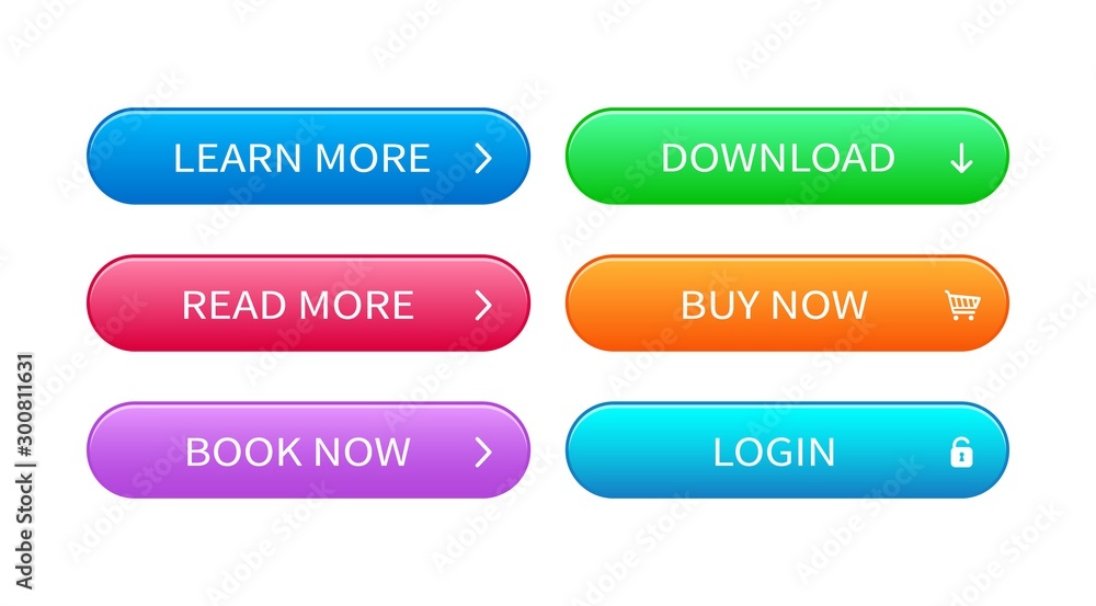 Poster Set of abstract modern interface buttons. Ready template of vector buttons of different colors for web design, ui, game, application concept and software.