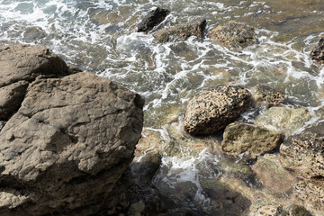 Beautiful close up view of the beach, reef and ocean in Costa Rica