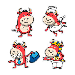 Collection of Bull Cartoon Action