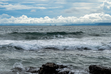 Beautiful close up view of the beach, reef and ocean in Costa Rica