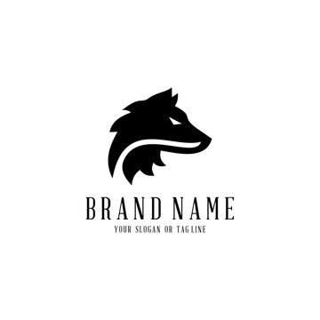 wolf logo design vector template white background