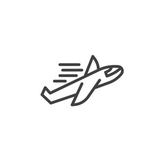 Express delivery plane line icon. linear style sign for mobile concept and web design. Air shipping service outline vector icon. Symbol, logo illustration. Vector graphics