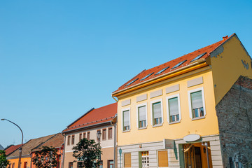 Old town colorful buildings in Esztergom, Hungary