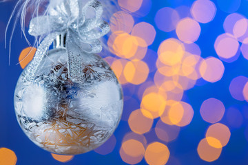 christmas background with balls and bokeh