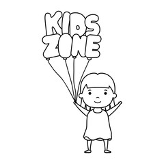 cute little girl with kids zone balloons helium character