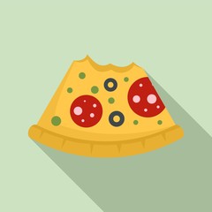 Bitten pizza slice icon. Flat illustration of bitten pizza slice vector icon for web design