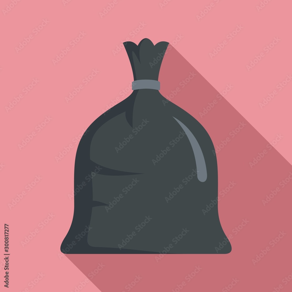 Poster garbage bag icon. flat illustration of garbage bag vector icon for web design