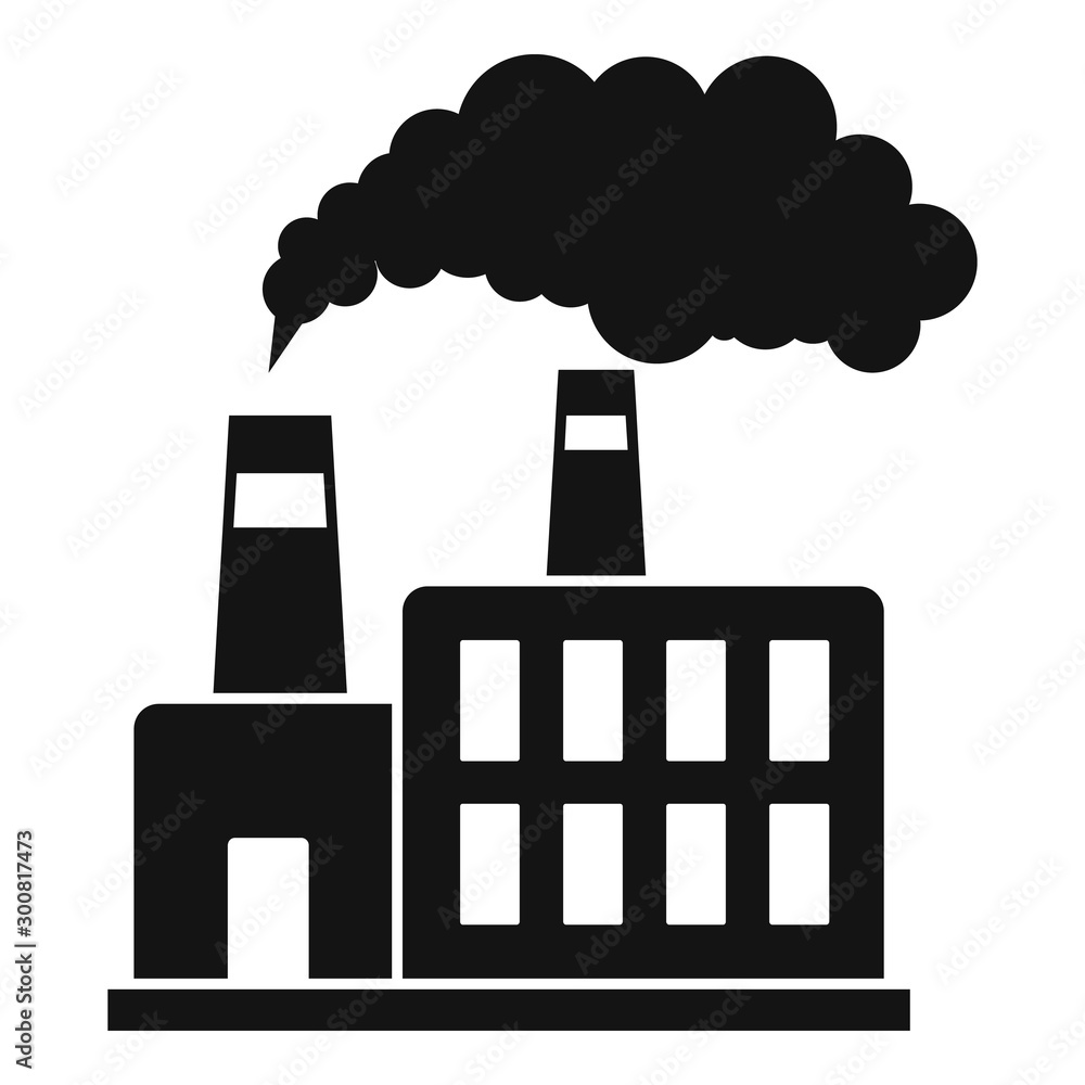 Poster garbage recycling factory icon. simple illustration of garbage recycling factory vector icon for web