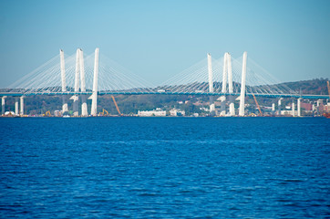 The Tappan Zee Bridge, also known as the Mario M. Cuomo Bridge, crossing the Hudson River between Tarrytown and Nyack. Both are cities of New York State, USA -05
