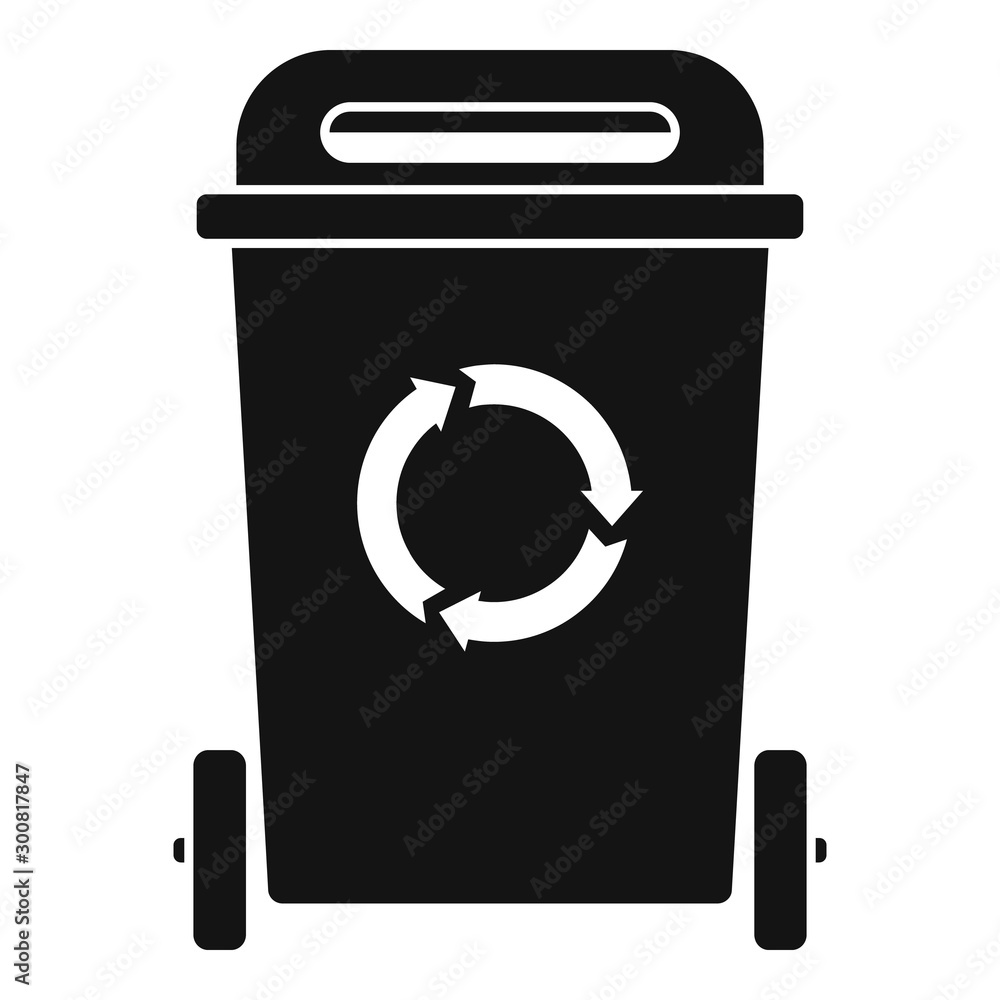 Poster plastic garbage box icon. simple illustration of plastic garbage box vector icon for web design isol