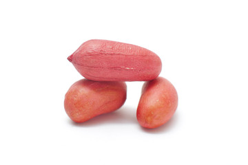 Processed peanuts isolated on white background with clipping path