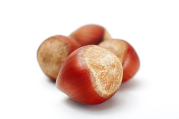 Hazelnuts isolated on white background with clipping path