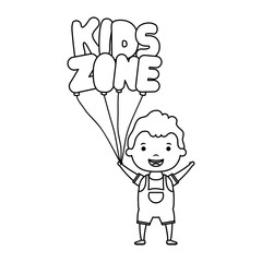 cute little boy with kids zone balloons helium