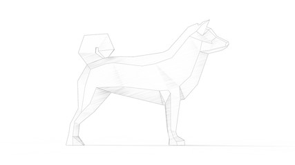 3d rendering of a dog low polygon isolated in white background