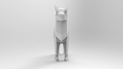 3d rendering of a dog low polygon isolated in white background