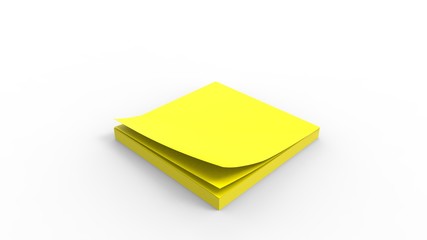 3d rendering of a stack of sticky notes isolated in white background