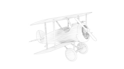3d rendering of a world war 1 bi plane isolated in white background