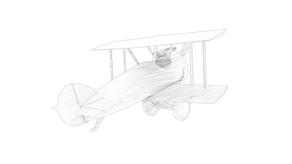 3d rendering of a world war 1 bi plane isolated in white background