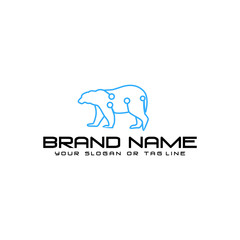 bear technology logo design vector template white background