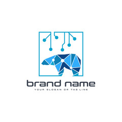 bear technology logo design vector template white background