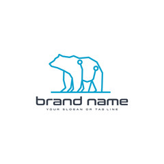 bear technology logo design vector template white background