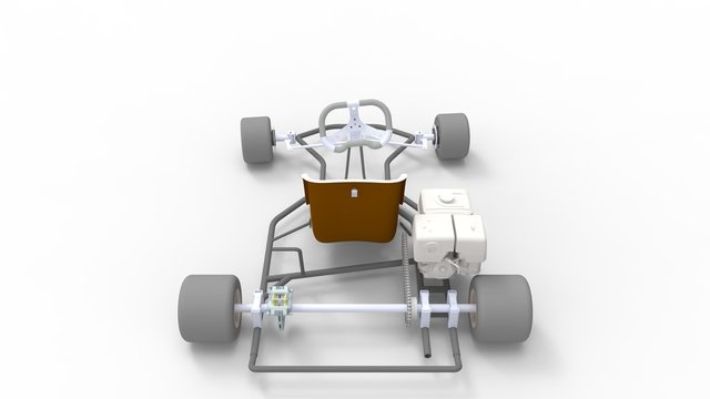 3d rendering of a go kart isolated in white studio background