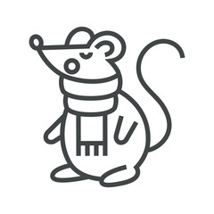 Line icon mouse in scarf