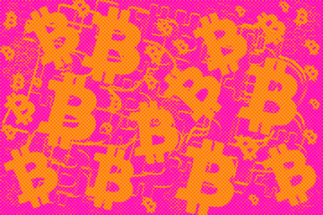 An abstract Bitcoin halftone background image.