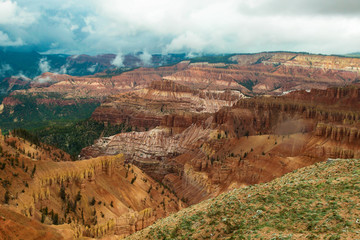 large canyon with cloudy skies