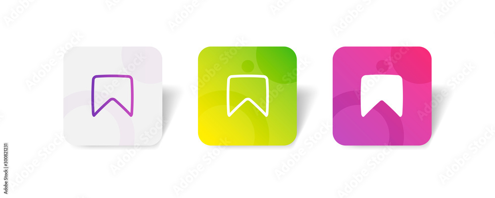 Poster bookmark round icon in outline and solid style with colorful smooth gradient background, suitable fo