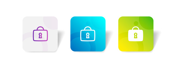 Padlock round icon in outline and solid style with colorful smooth gradient background, suitable for UI, app button,  infographic, etc