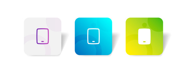 Smartphone round icon in outline and solid style with colorful smooth gradient background, suitable for UI, app button,  infographic, etc