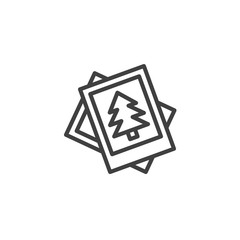 Christmas card line icon. linear style sign for mobile concept and web design. New Year greeting card outline vector icon. Symbol, logo illustration. Vector graphics